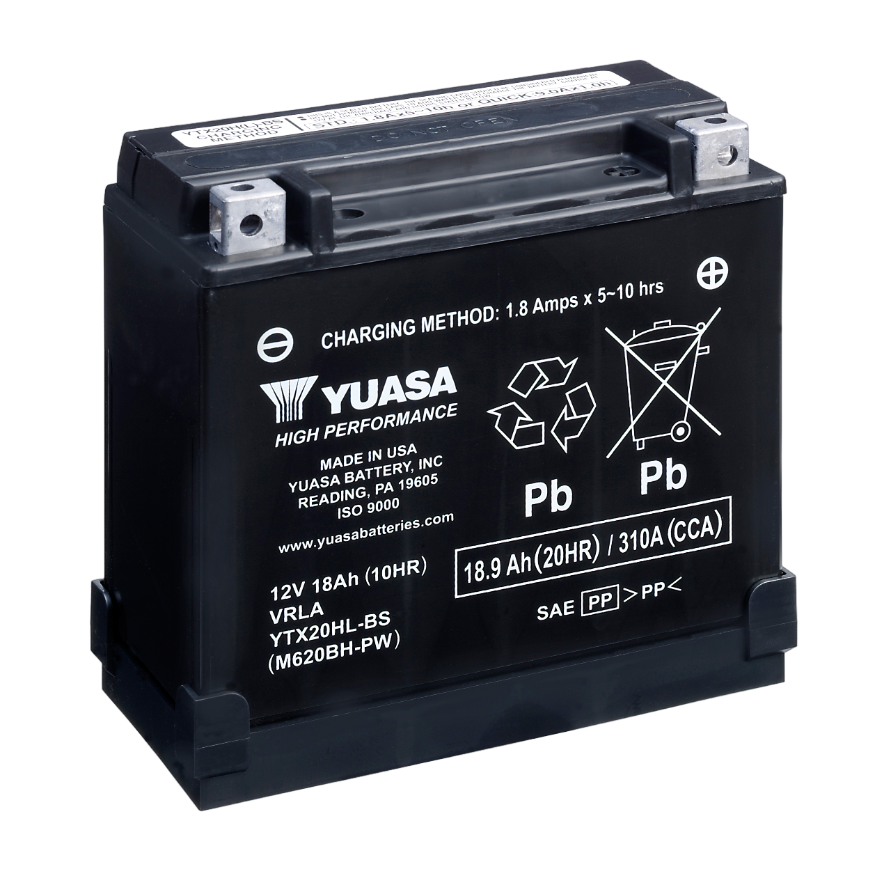 12V 18Ah 310A Yuasa YTX20HL / YTX20HL-BS AGM Motorradbatterie