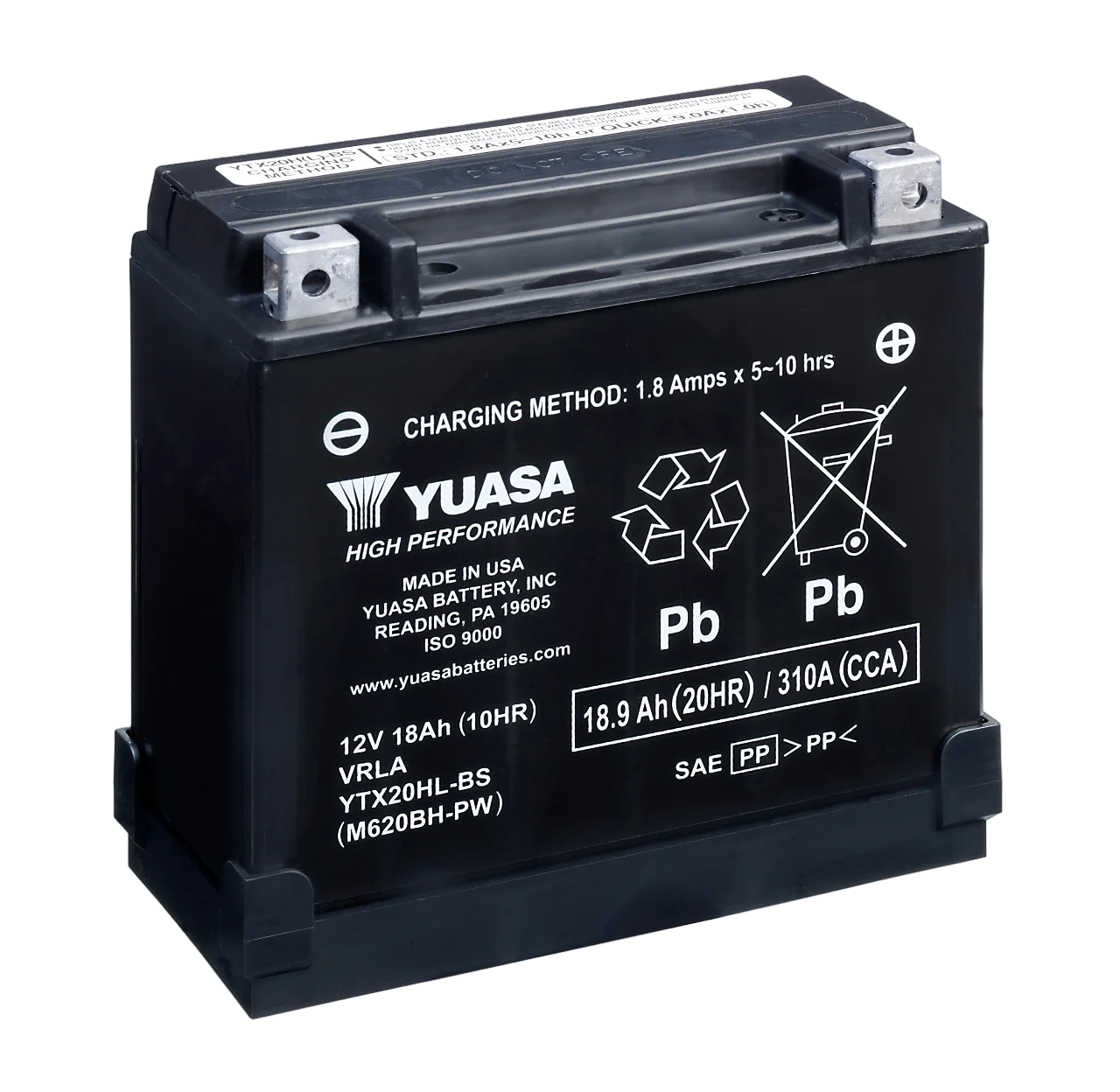 12V 18Ah 310A Yuasa YTX20HL / YTX20HL-BS AGM Motorradbatterie