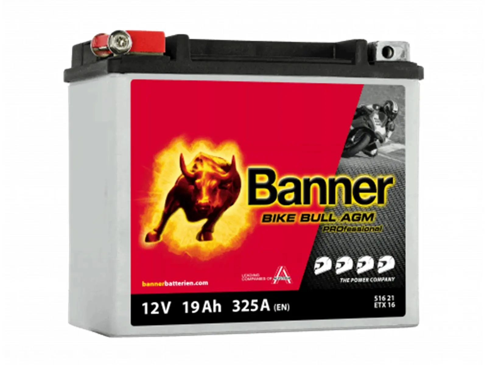 12V 19Ah 325A Banner Bike Bull AGM PRO 51621 Motorradbatterie ETX16