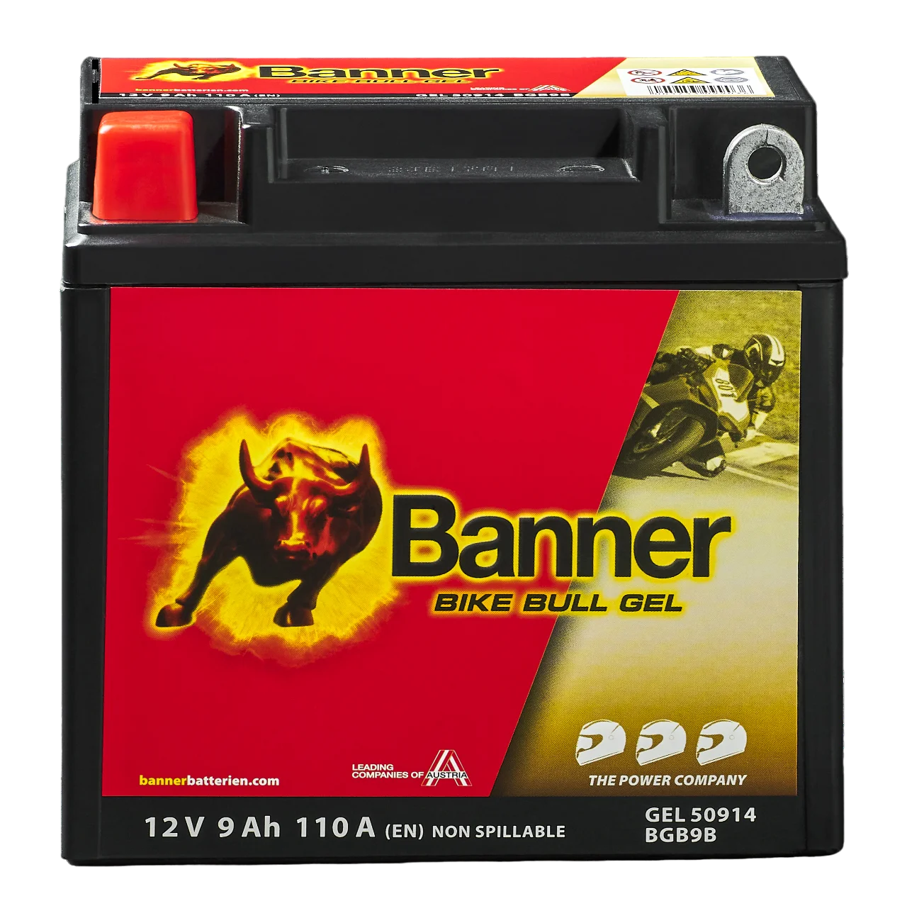 12V 9Ah 110A Banner Bike Bull GEL 50914 Motorradbatterie BGB9B